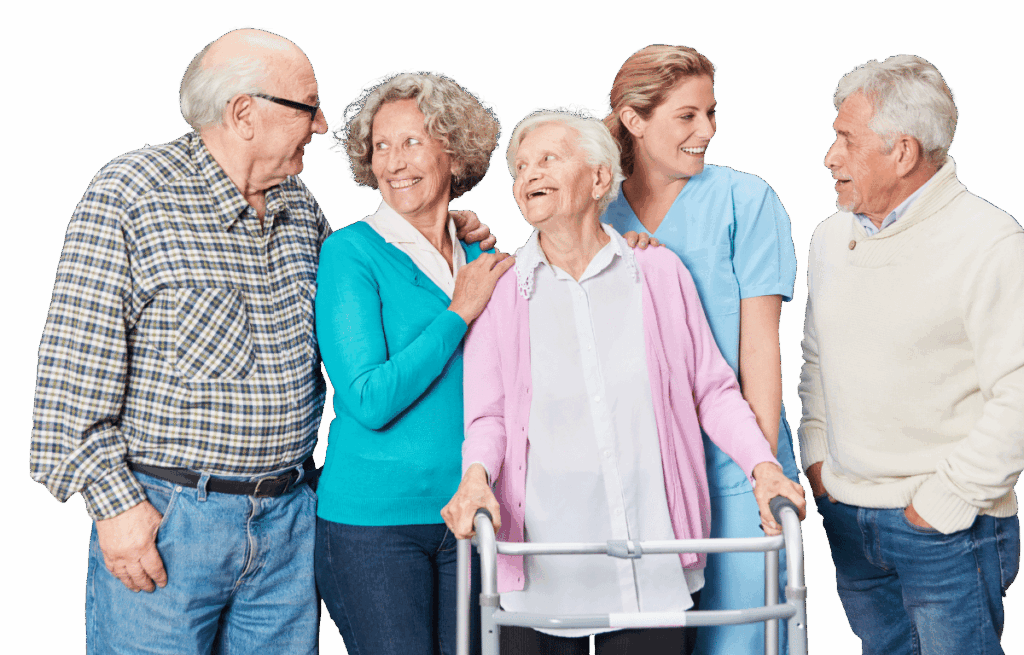 A group of Seniors with Caregiver